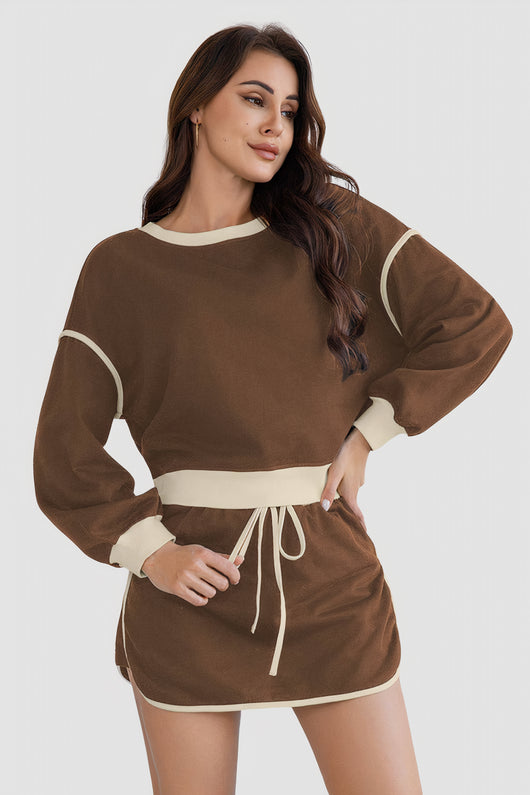 Cotton Long-Sleeve Skort Set