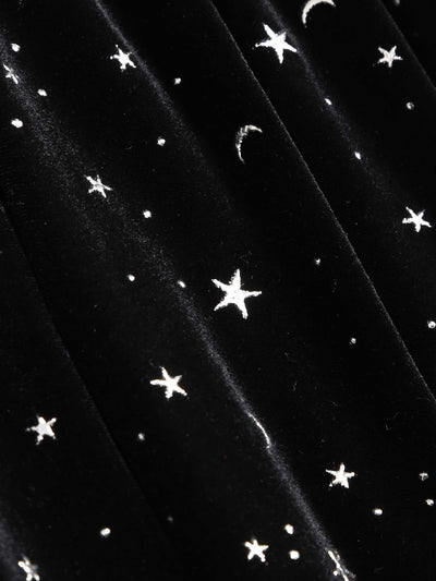 Velvet V-Neck Star & Moon Romper