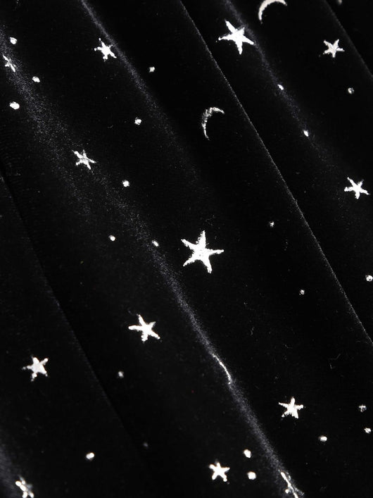 Velvet V-Neck Star & Moon Romper